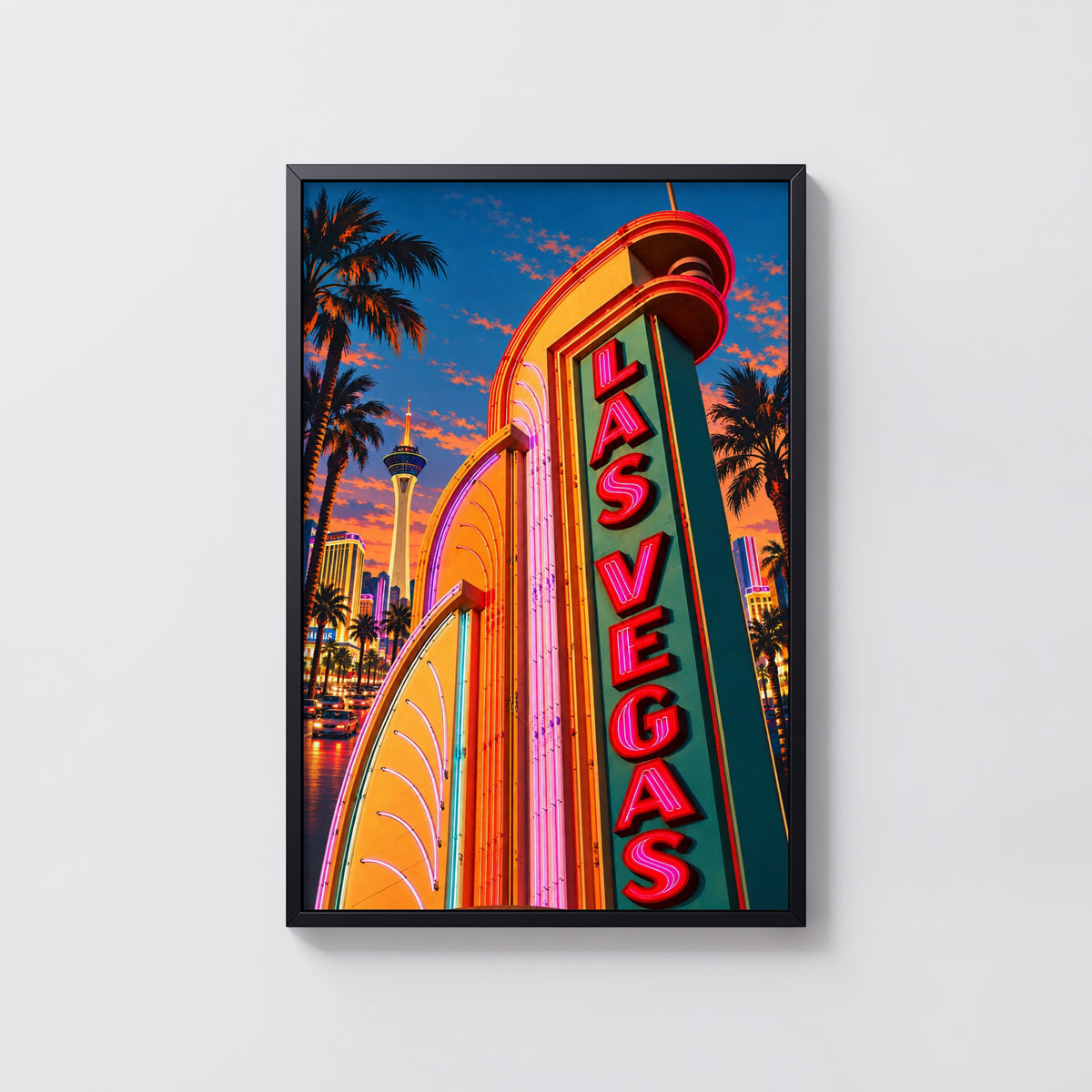 Vintage Las Vegas Poster, Art Deco Neon Sign Print