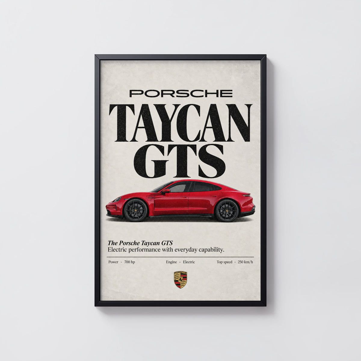 Vintage Porsche Taycan GTS Print, Car Poster, Wall Art