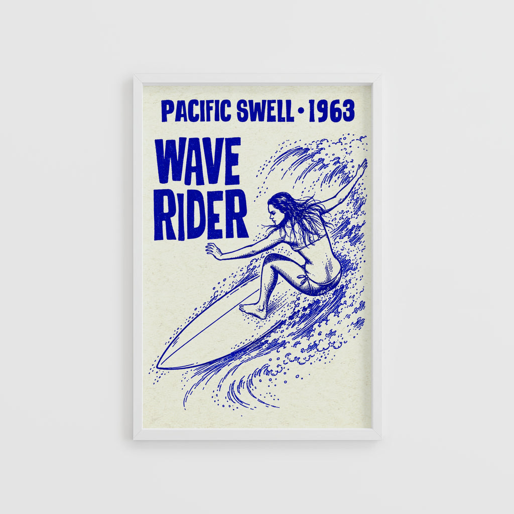 Vintage Surf Print, Wave Rider Surfer Girl Poster