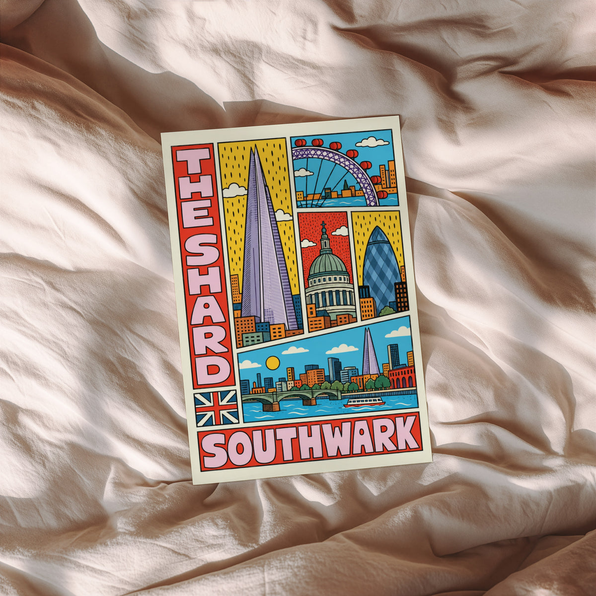 Vintage London Poster, Shard Southwark Print, Wall Art