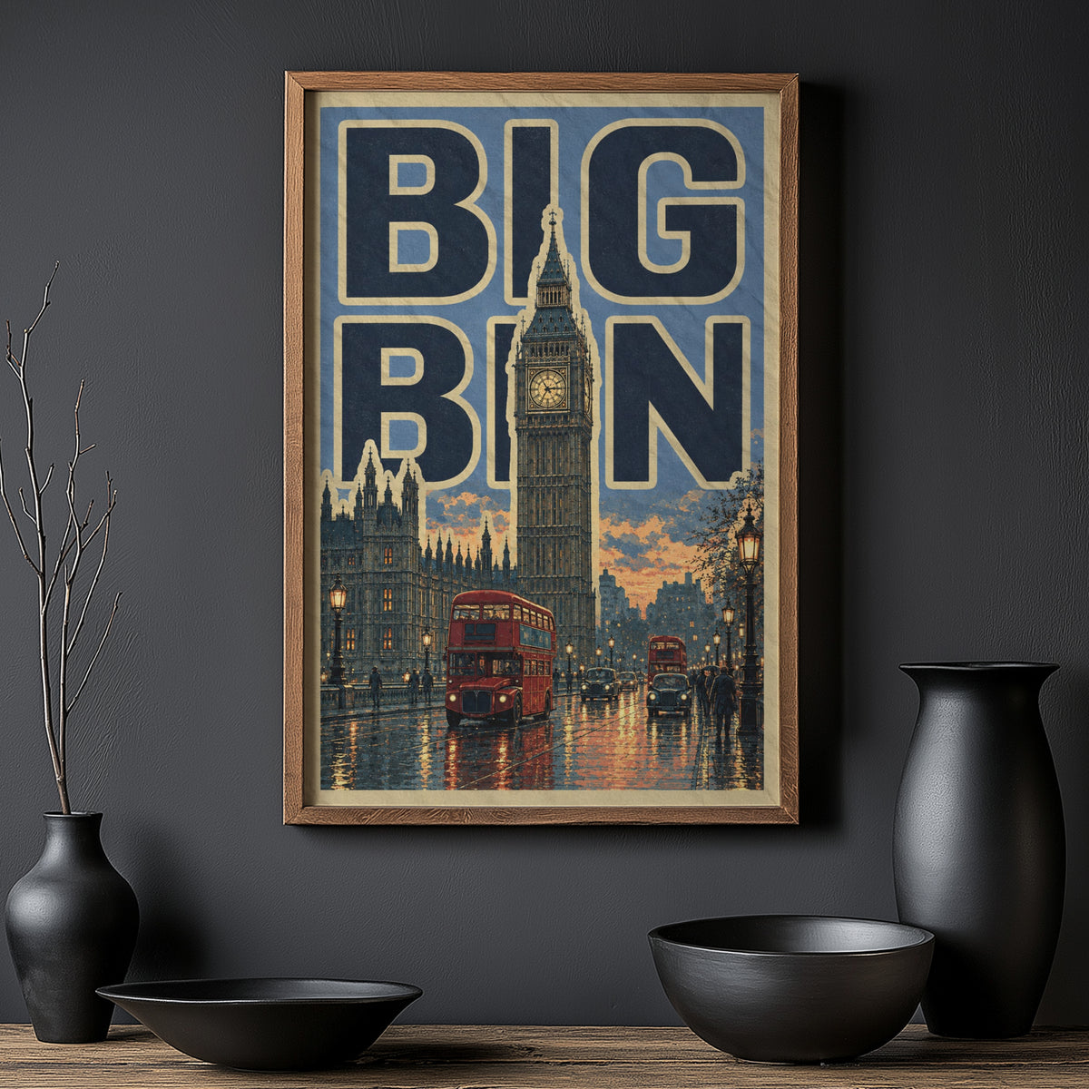 Vintage Big Ben Poster, London Wall Art, Westminster Print
