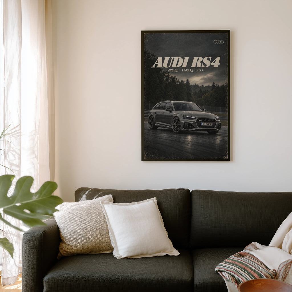 Vintage Audi RS4 Avant Print, Car Wall Art