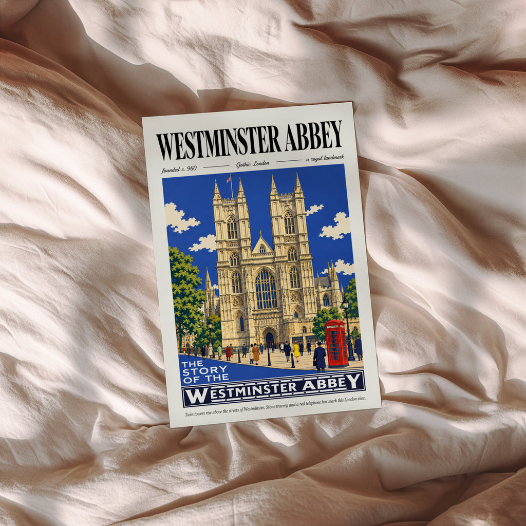 Vintage Westminster Abbey Poster, London Wall Art, Print