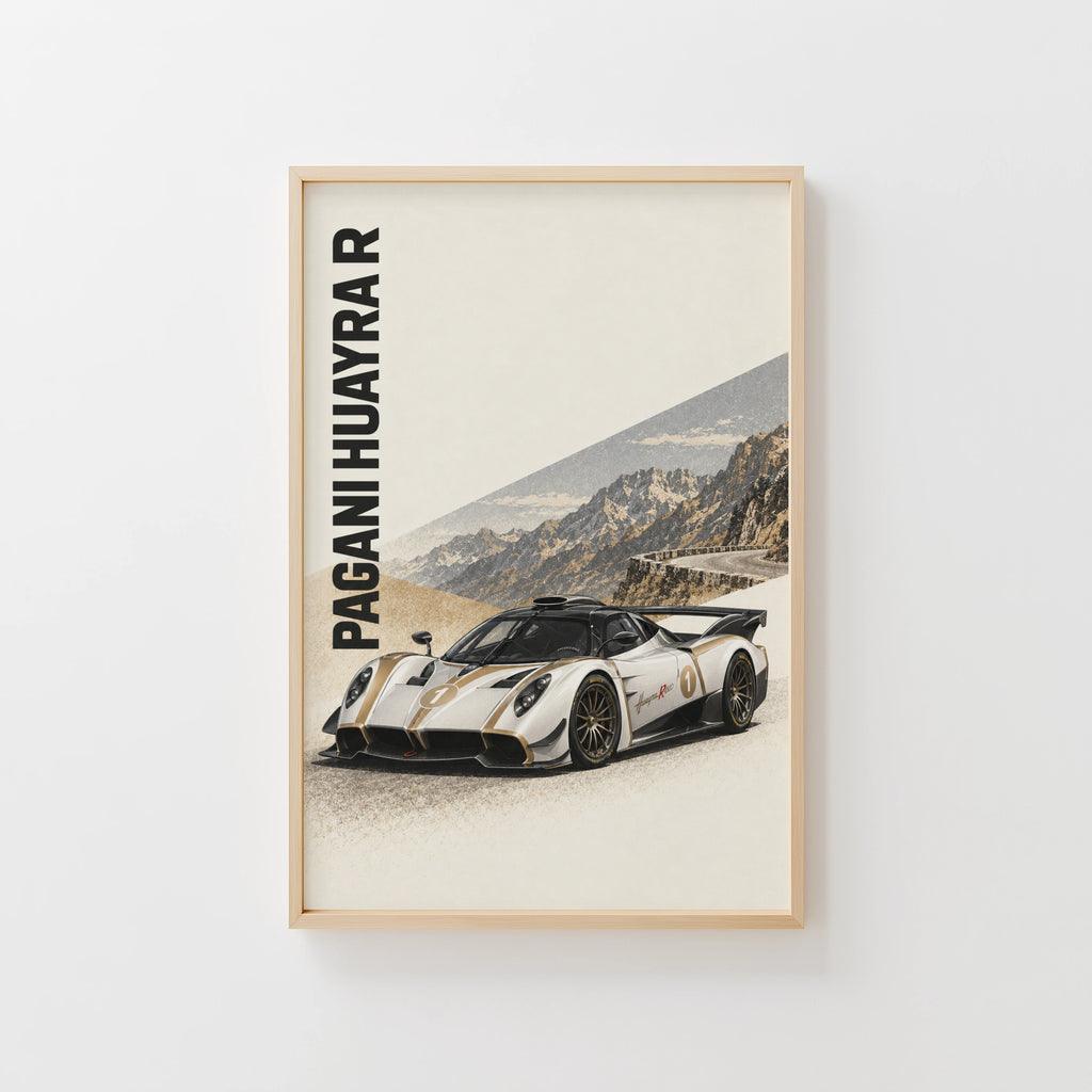 Vintage Pagani Huayra R Print, Car Poster, Wall Art