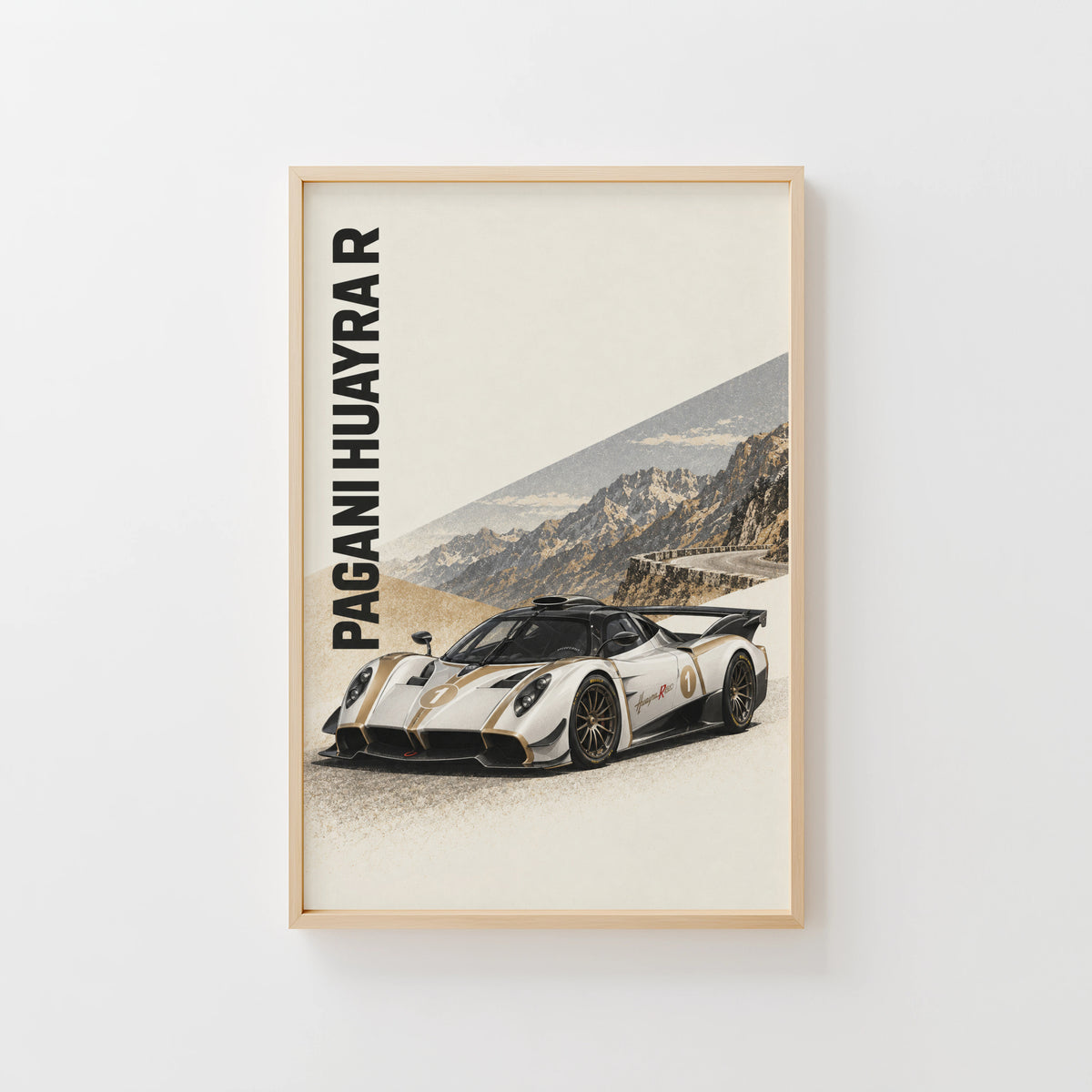 Vintage Pagani Huayra R Print, Car Poster, Wall Art