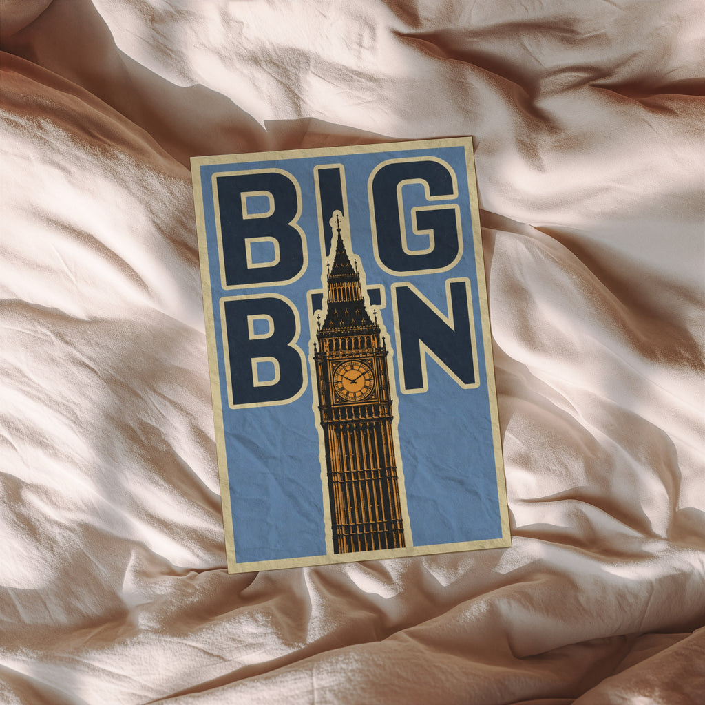 Vintage Big Ben Poster, London Wall Art, England Print