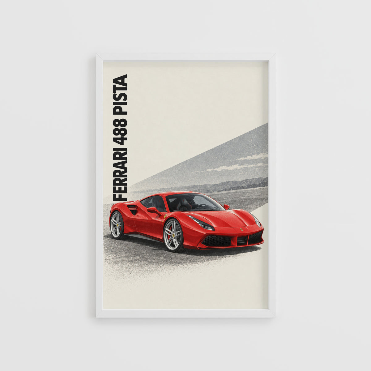 Vintage Ferrari 488 Pista Print, Supercar Wall Art