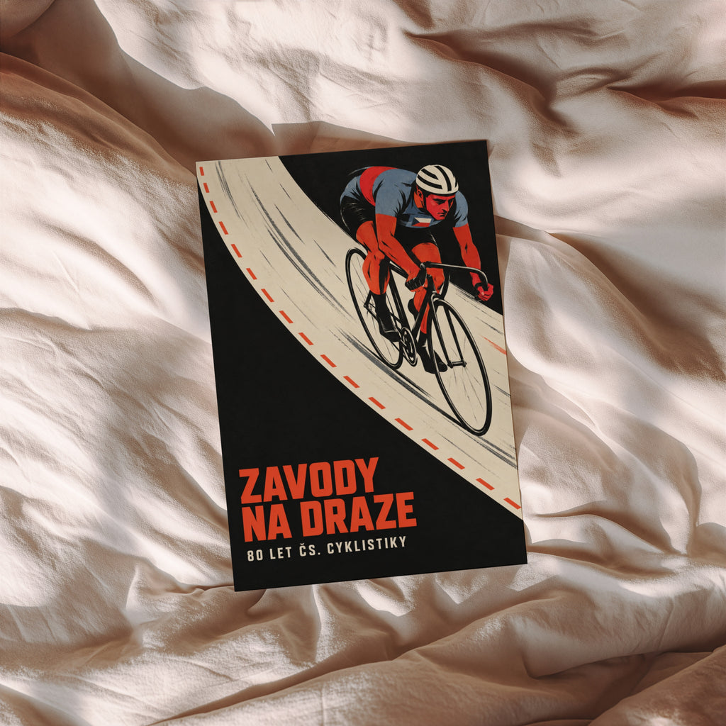 Vintage Track Cycling Poster, Czech Cyclist Print