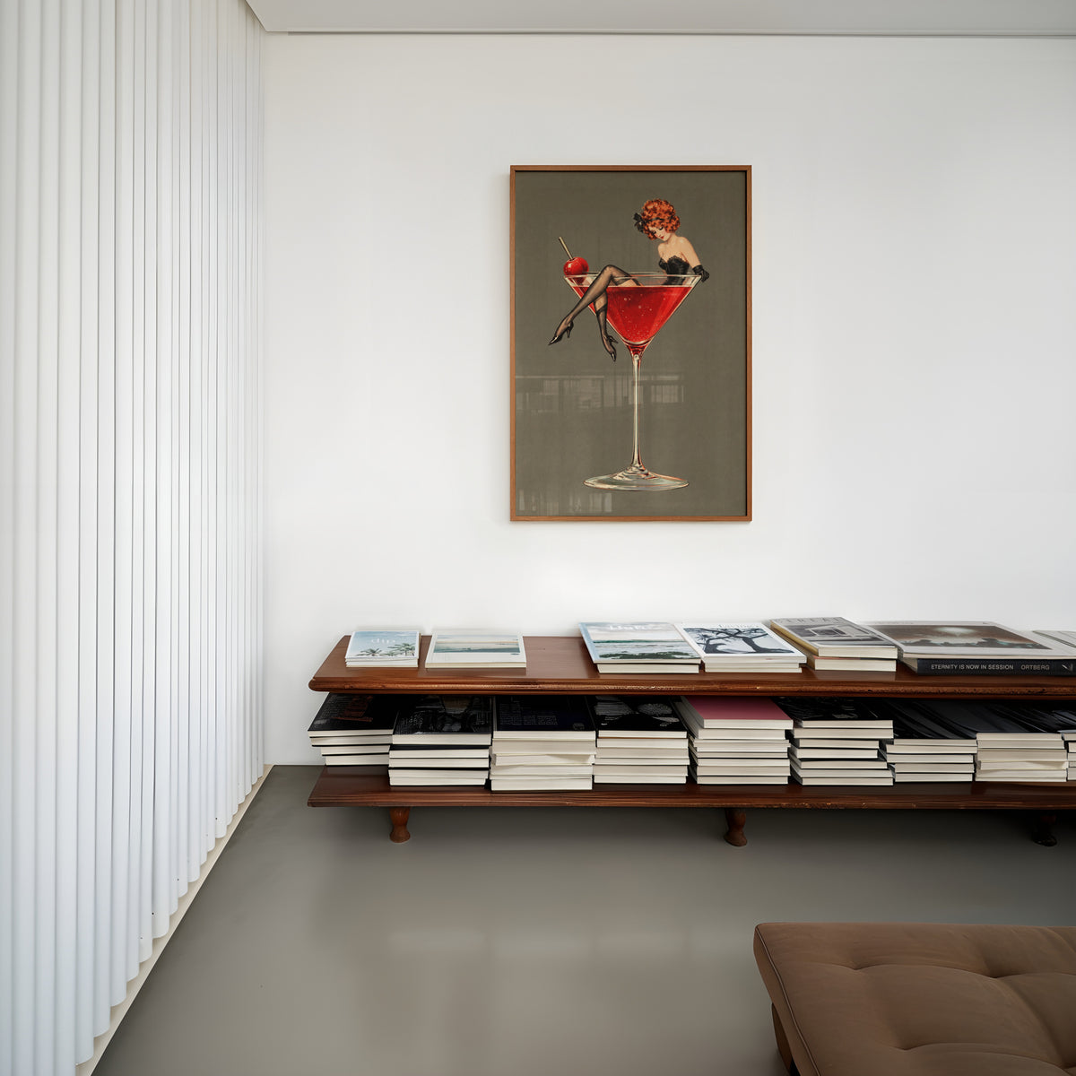 Vintage Cocktail Print Poster, Martini Pin Up Wall Art