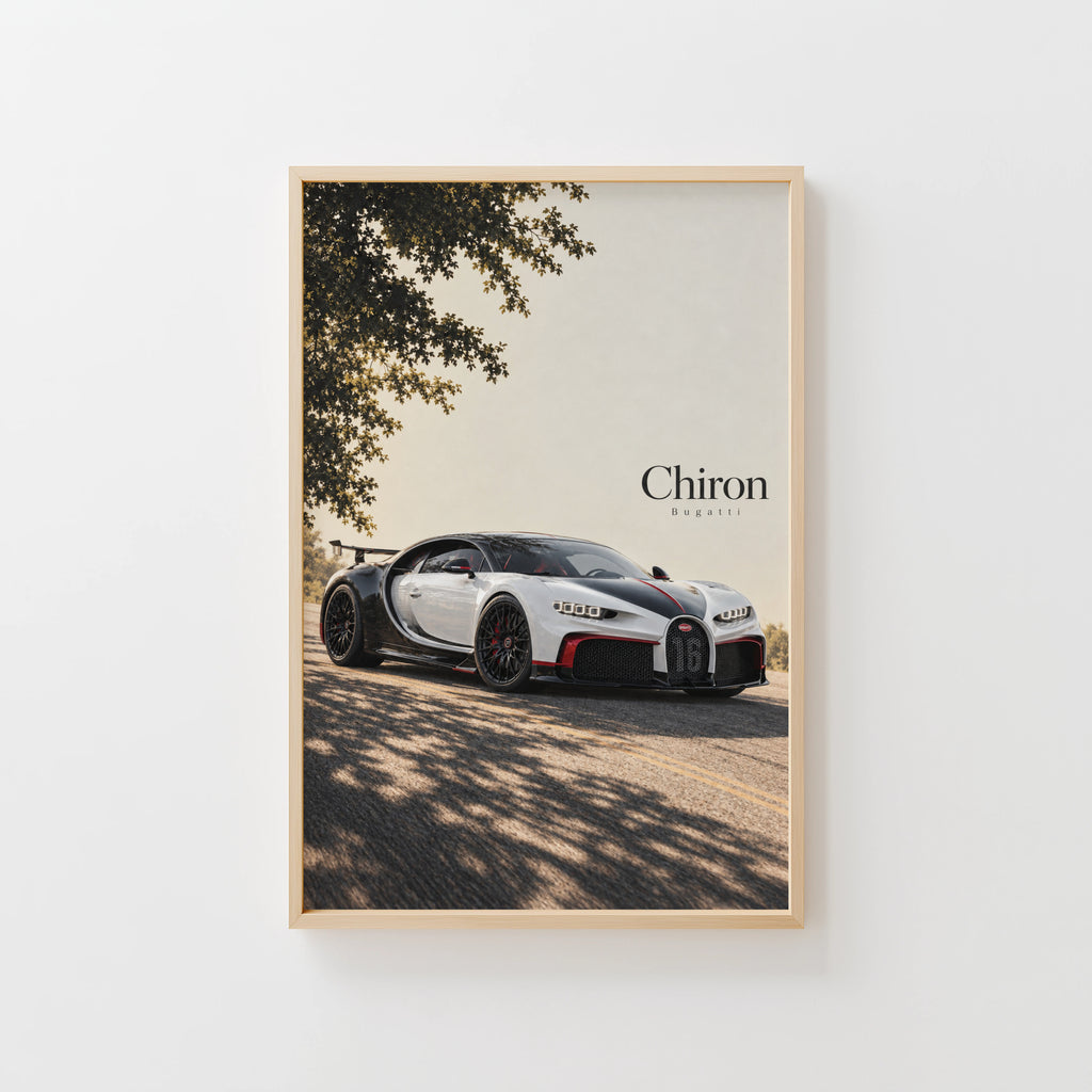 Vintage Bugatti Chiron Print, Hypercar Wall Art