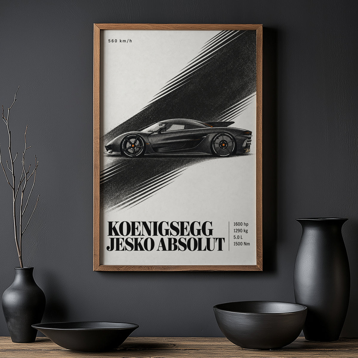 Vintage Koenigsegg Jesko Absolut Print, Car Art