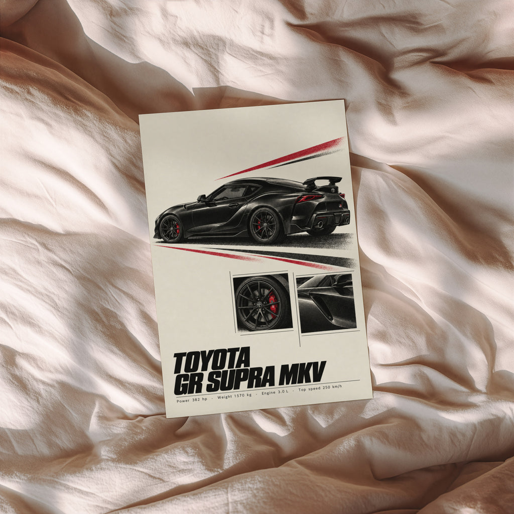 Vintage Toyota Supra Print, Car Wall Art