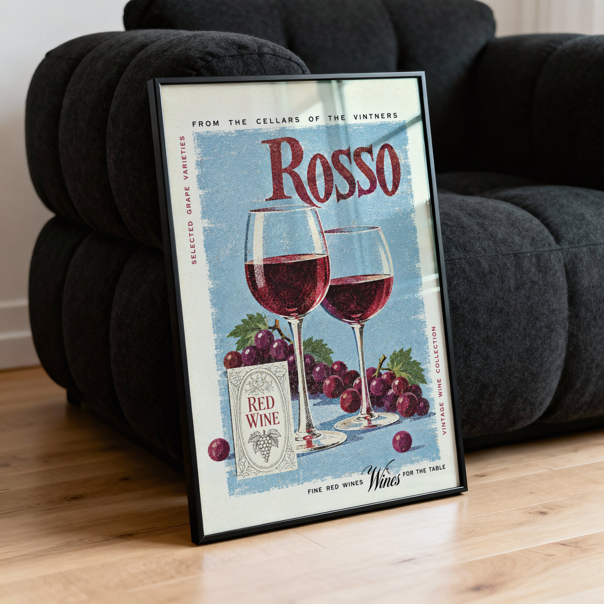 Vintage Rosso Red Wine Print Poster, Kitchen Wall Art
