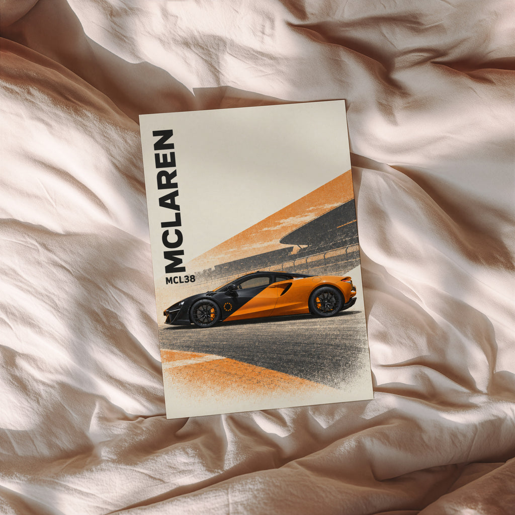 Vintage McLaren MCL38 Print, Racing Car Wall Art