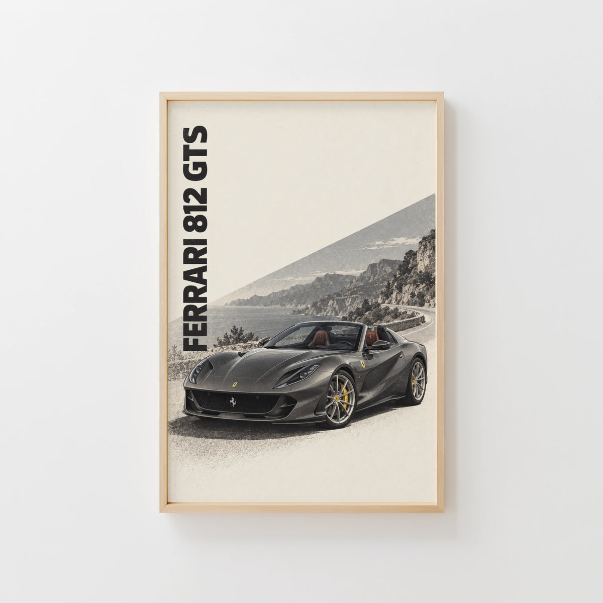 Vintage Ferrari 812 GTS Print, Supercar Wall Art