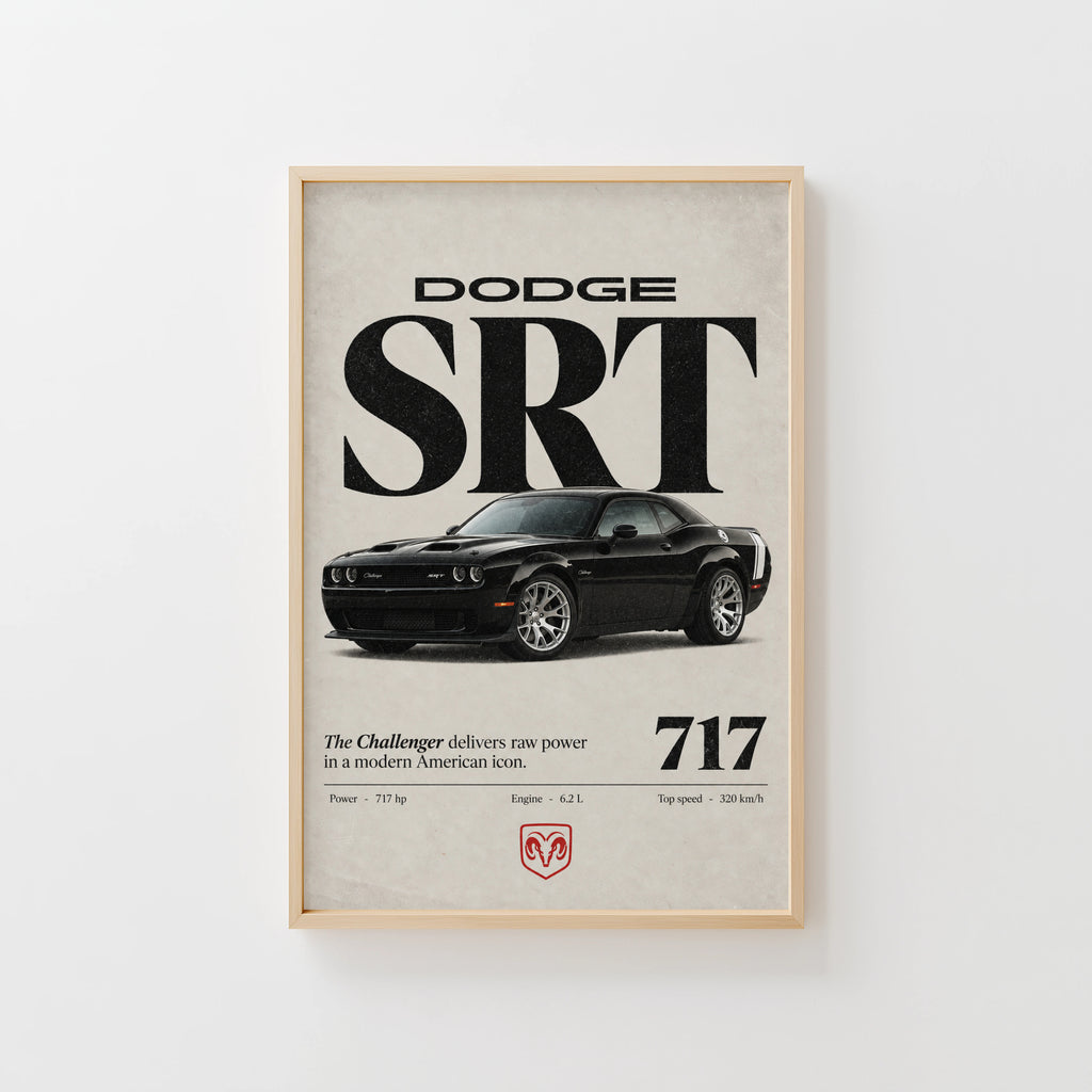 Vintage Dodge Challenger SRT Print, Muscle Car