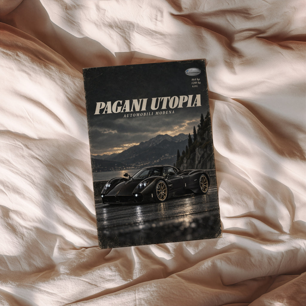 Vintage Pagani Utopia Print, Supercar Wall Art