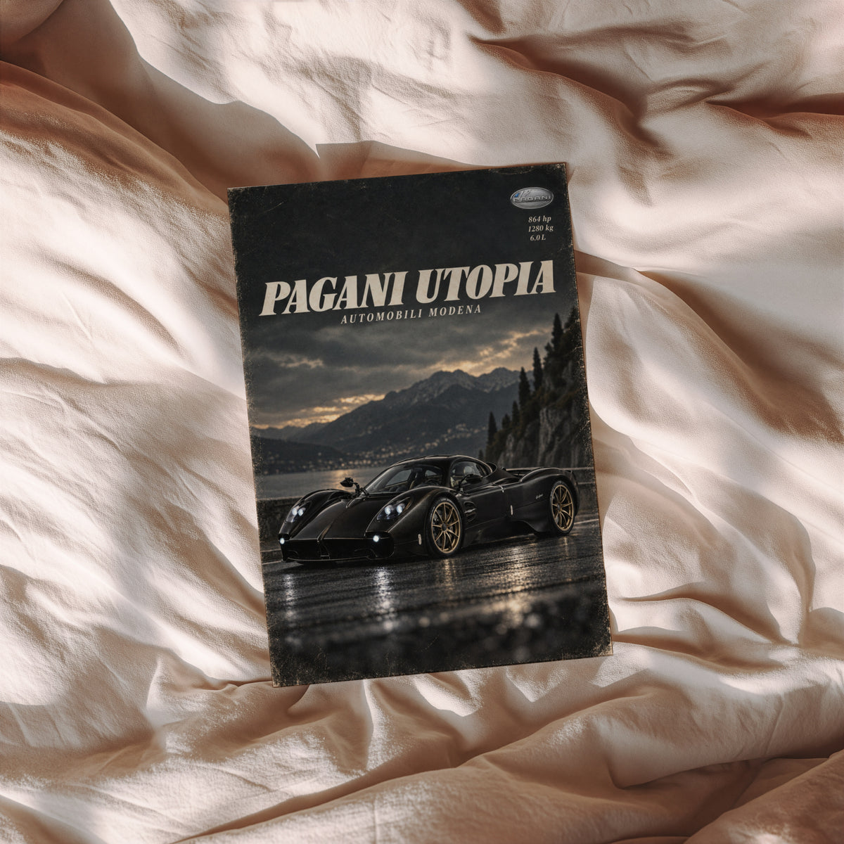 Vintage Pagani Utopia Print, Supercar Wall Art