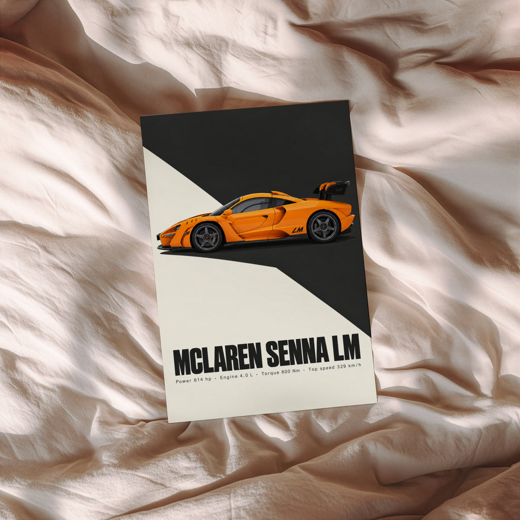 Vintage McLaren Senna LM Print, Supercar Wall Art