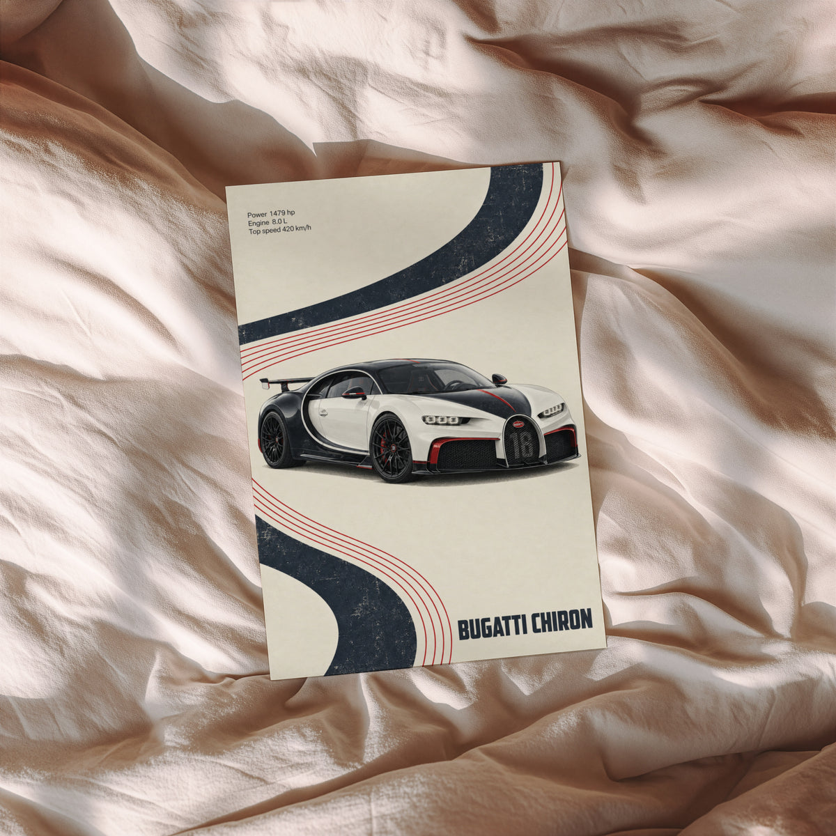 Vintage Bugatti Chiron Print, Supercar Wall Art