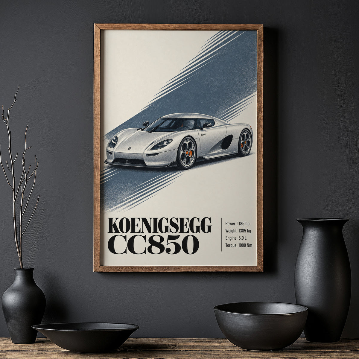 Vintage Koenigsegg CC850 Print, Hypercar Wall Art