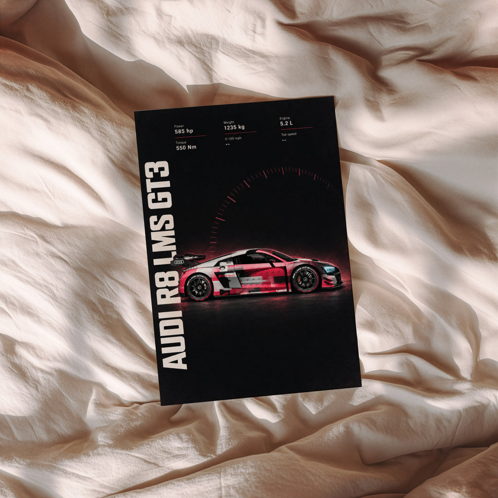 Vintage Audi R8 LMS GT3 Print, Race Car Wall Art