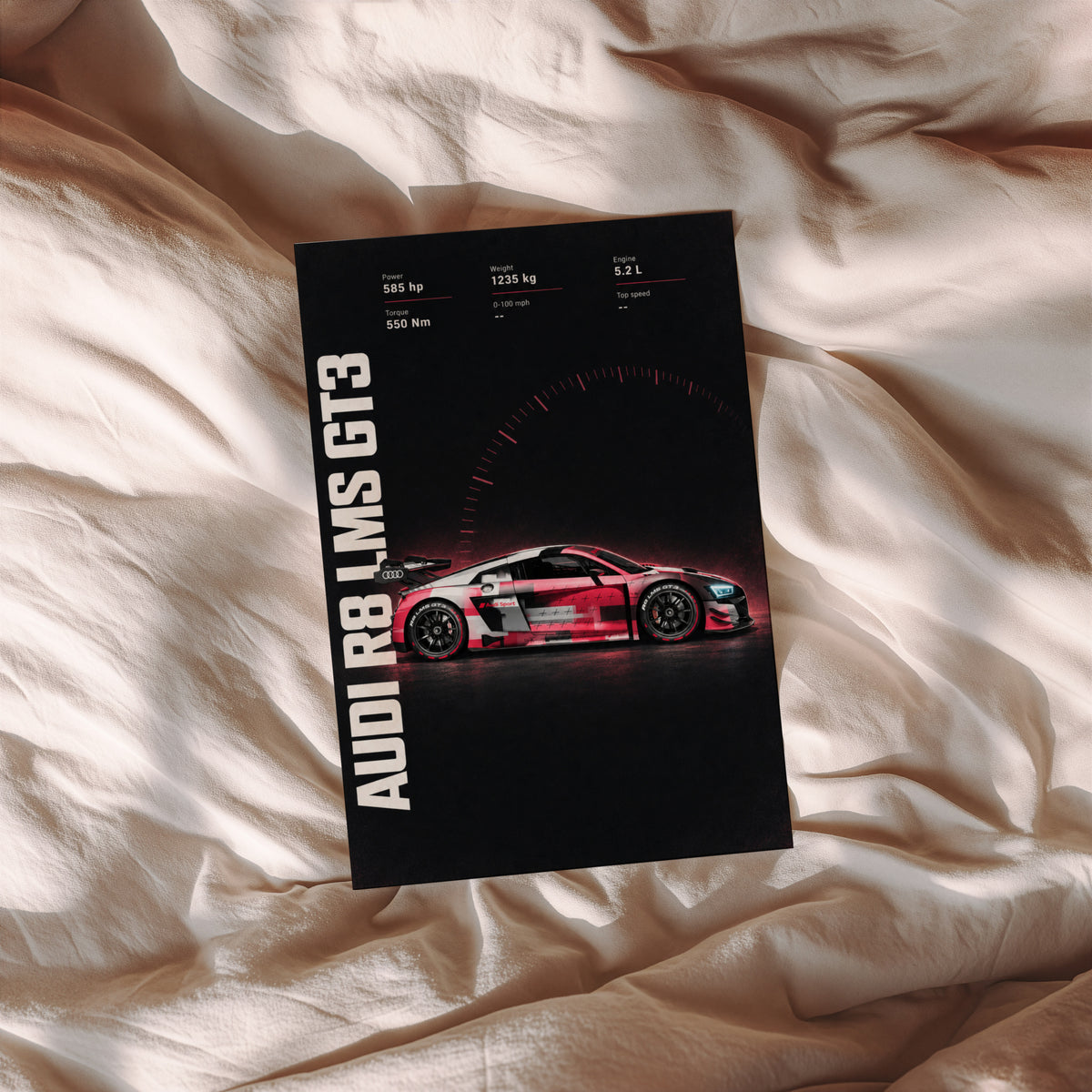 Vintage Audi R8 LMS GT3 Print, Race Car Wall Art