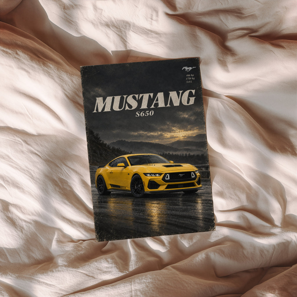 Vintage Mustang S650 Car Print, Garage Wall Art