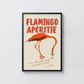 Vintage Flamingo Aperitif Print Poster, Bar Wall Art