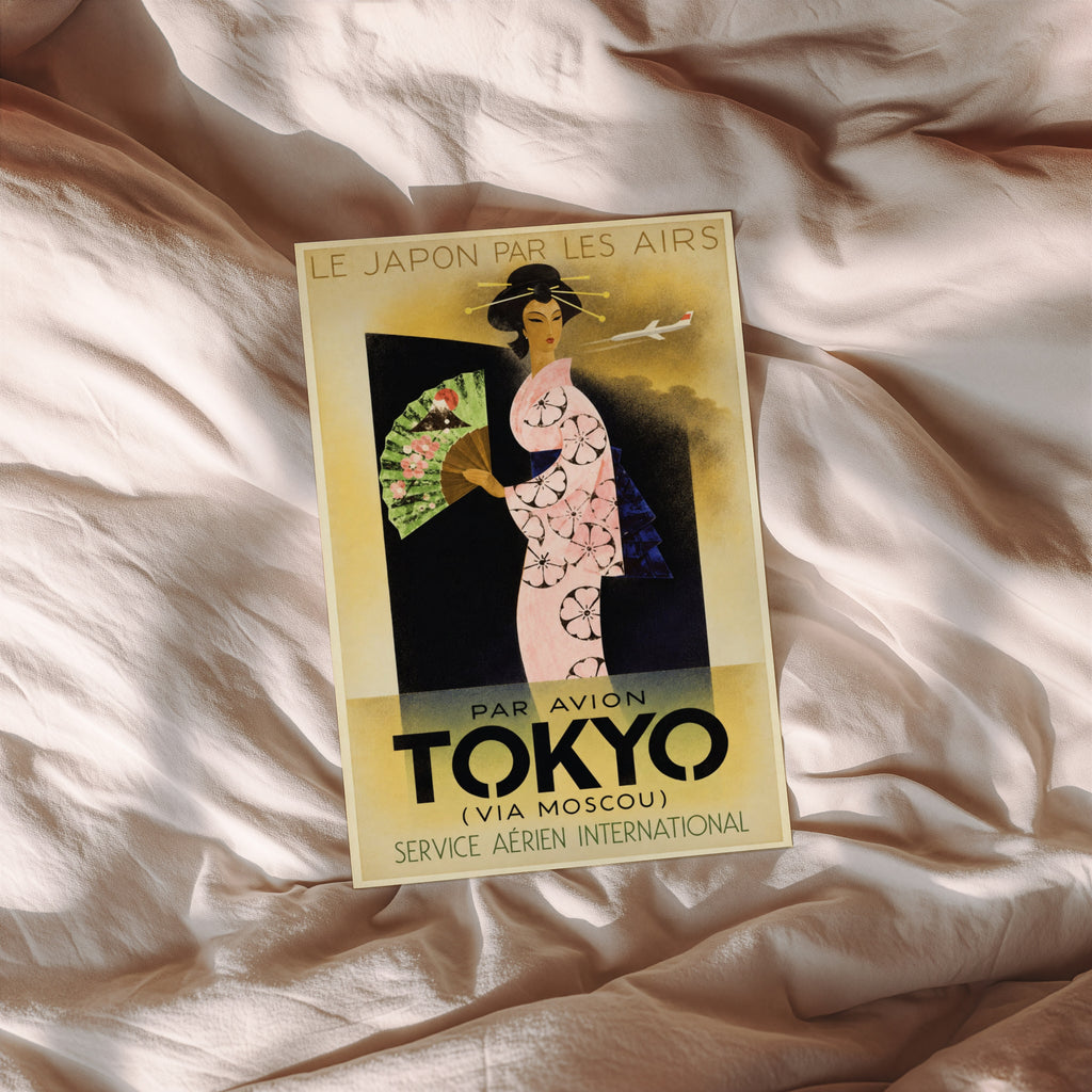 Vintage Tokyo Poster, Art Deco Travel Print, Japan Wall Art