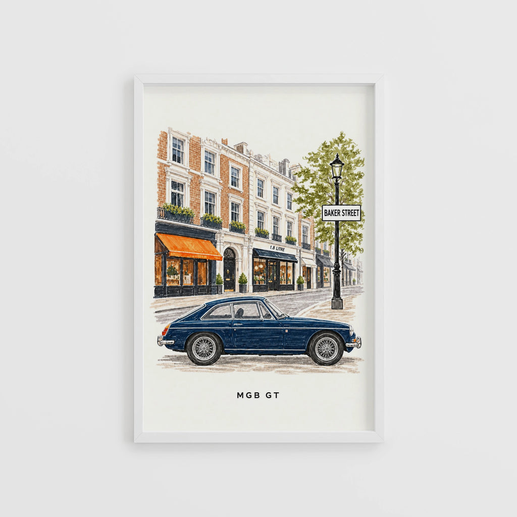 Vintage MGB GT Baker Street London Wall Art Print