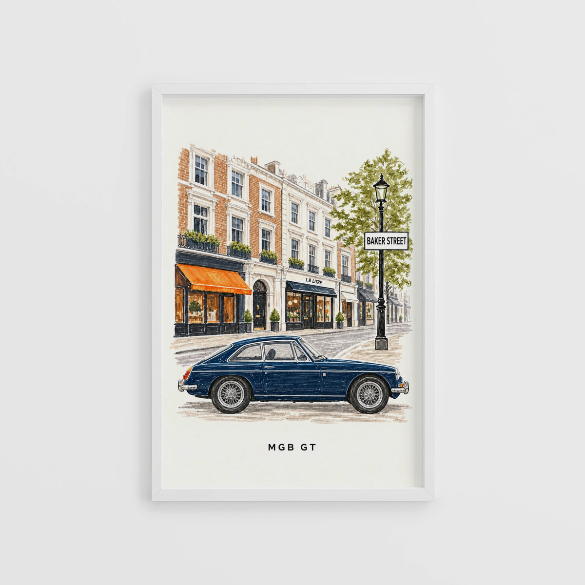 Vintage MGB GT Baker Street London Wall Art Print