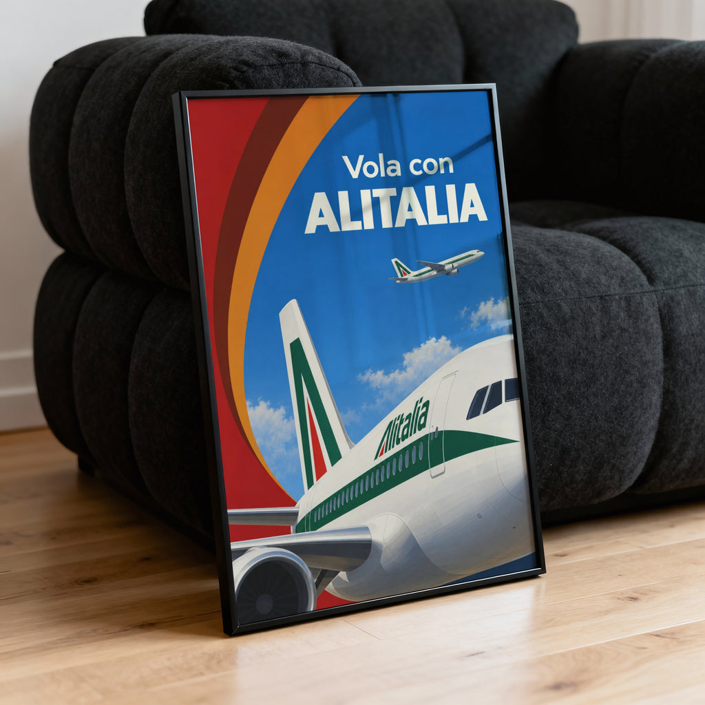 Vintage Alitalia Aircraft Poster, Retro Airline Print