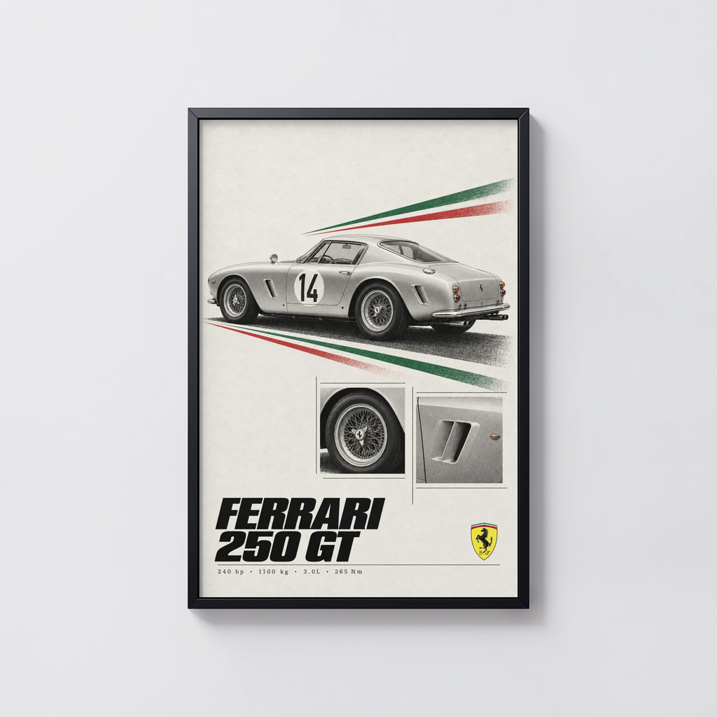 Vintage Ferrari 250 GT Print, Poster, Car Wall Art