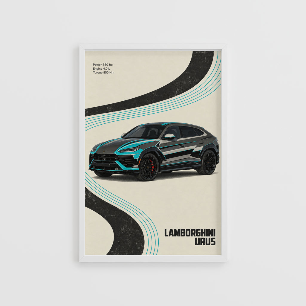Vintage Lamborghini Urus Print, Car Wall Art