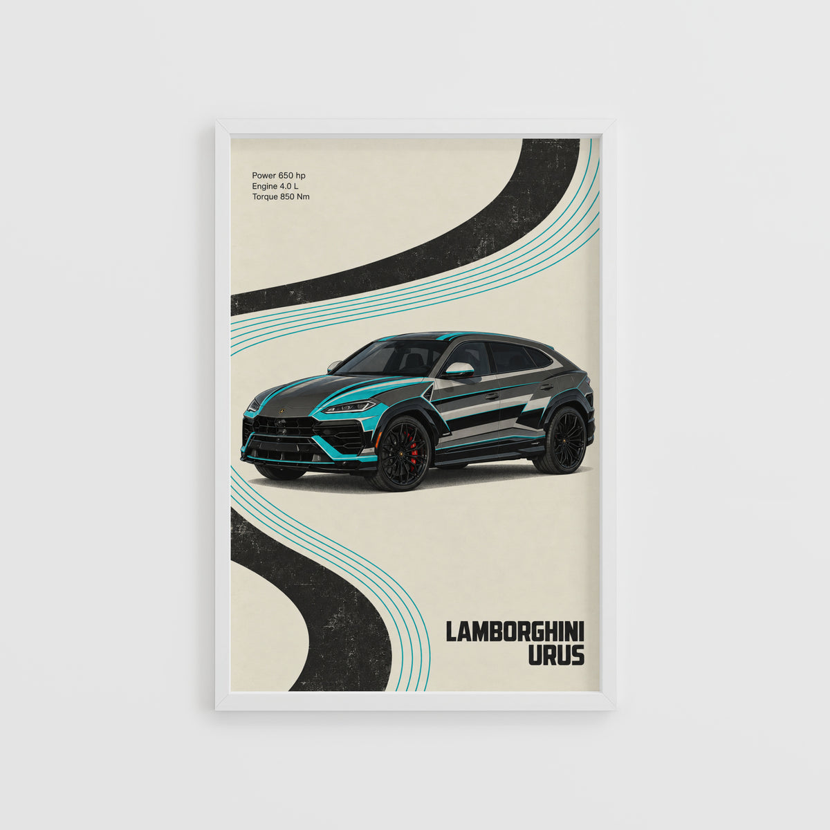 Vintage Lamborghini Urus Print, Car Wall Art