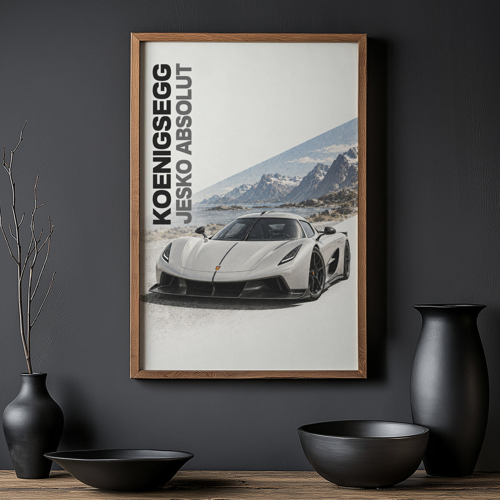 Vintage Koenigsegg Jesko Absolut Print, Car Art