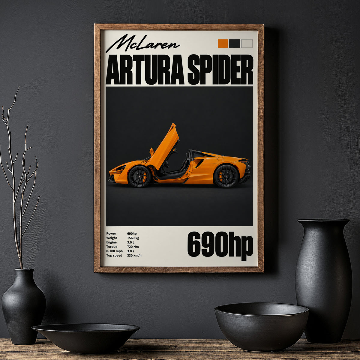Vintage McLaren Artura Spider Print, Car Wall Art