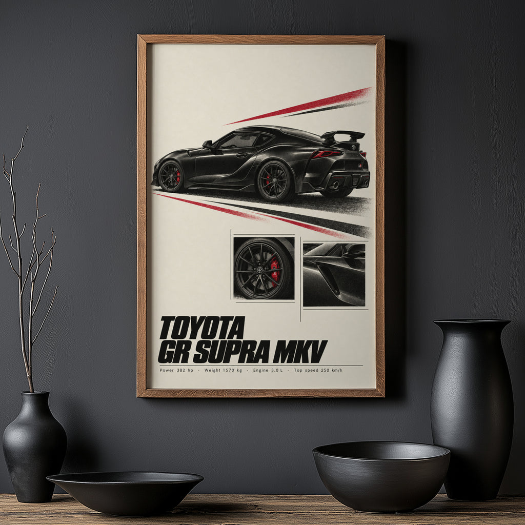 Vintage Toyota Supra Print, Car Wall Art