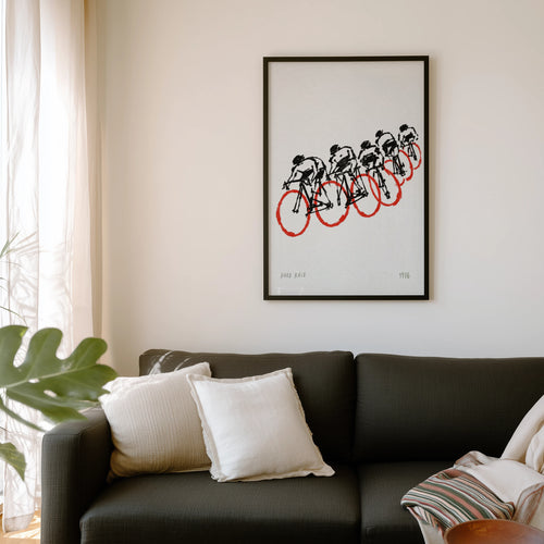 Vintage Cycling Poster, Road Race Wall Art, 1976 Print