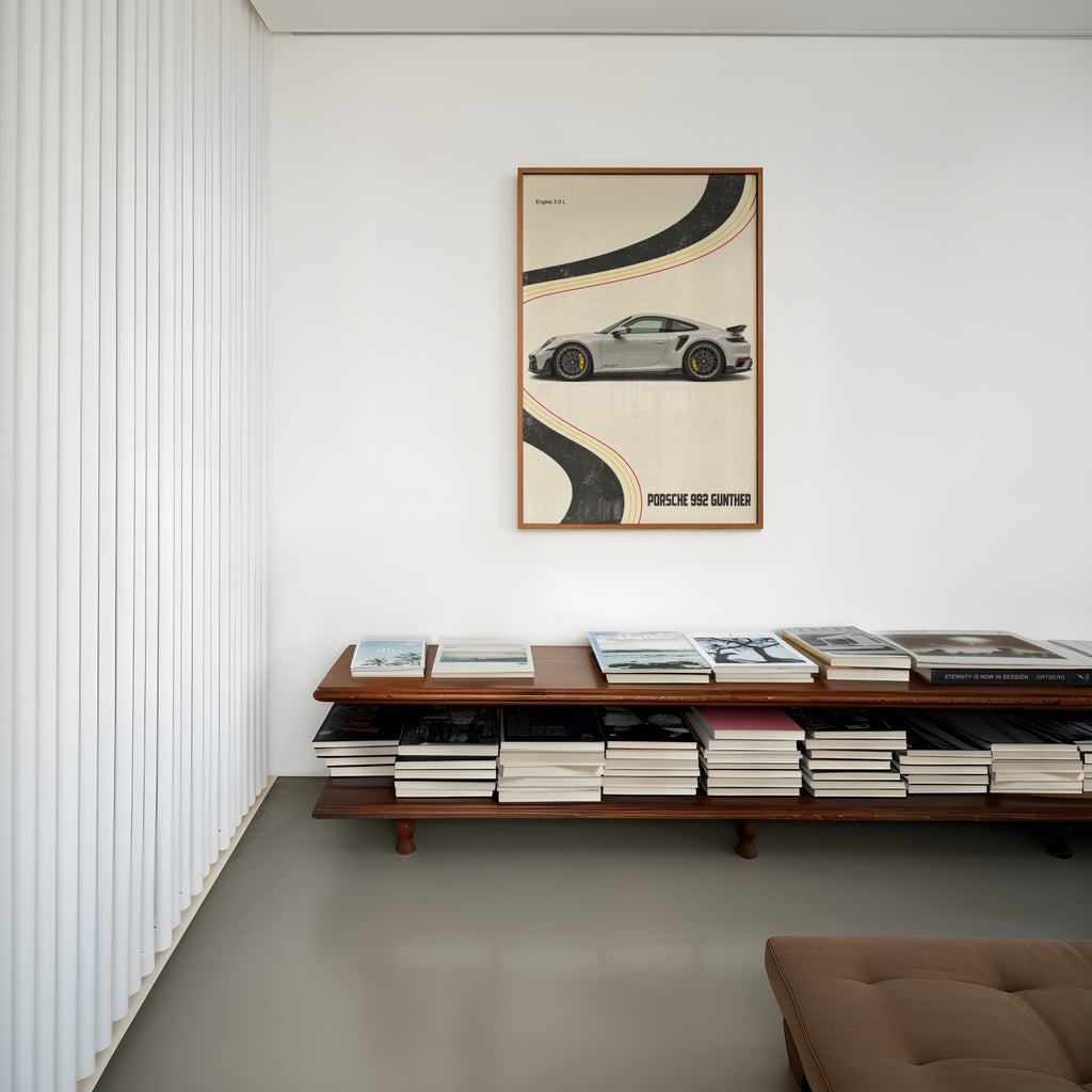Vintage Porsche 992 Car Print, Retro Wall Art