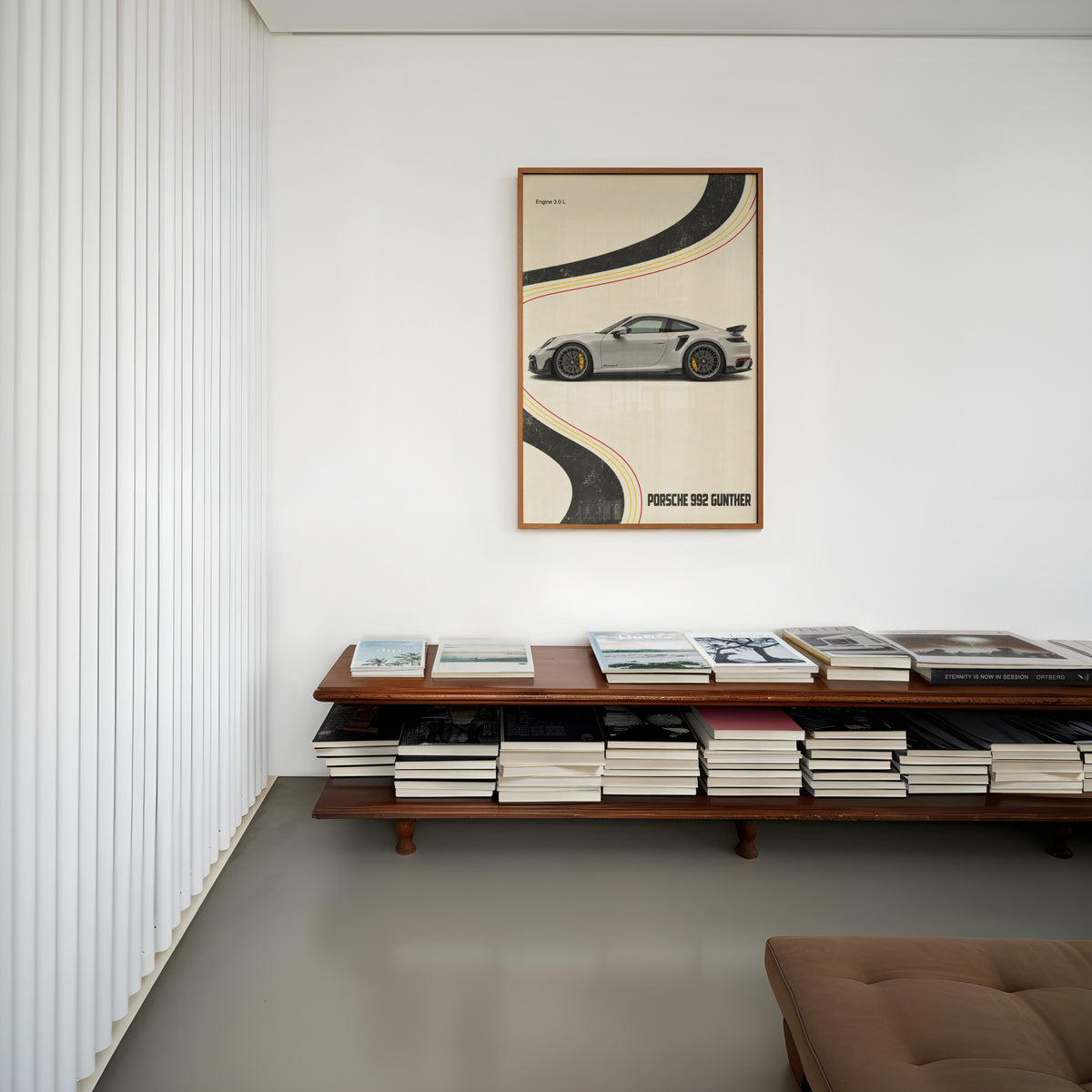 Vintage Porsche 992 Car Print, Retro Wall Art
