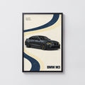 Vintage BMW M3 Print, Retro Car Wall Art