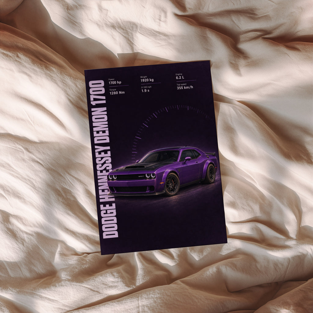 Vintage Dodge Demon Print, Purple Muscle Car Art