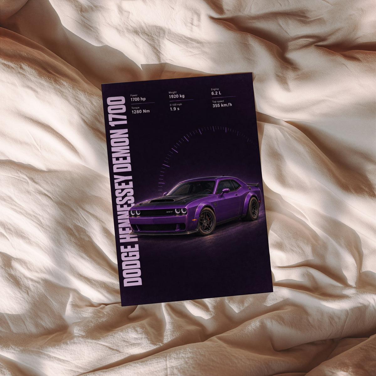 Vintage Dodge Demon Print, Purple Muscle Car Art