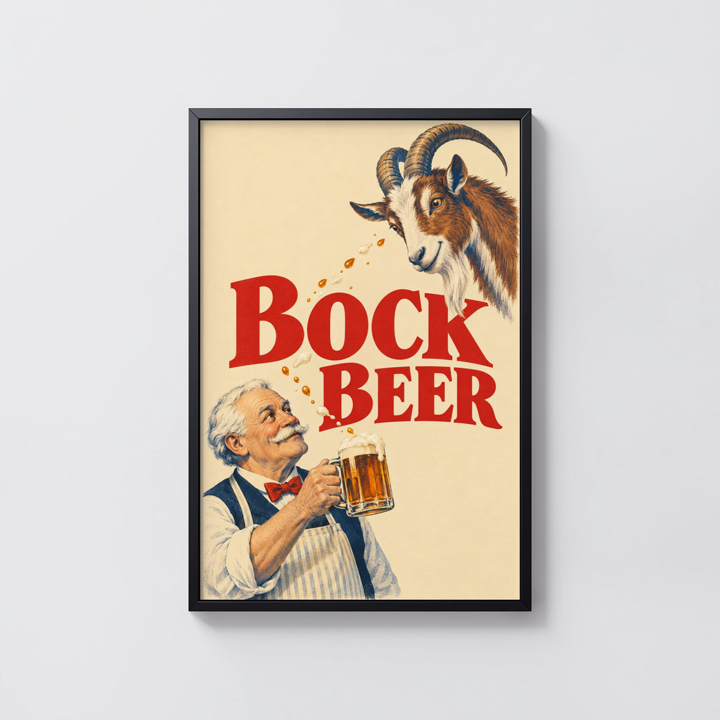 Vintage Bock Beer Print, Goat Poster, Pub Wall Art