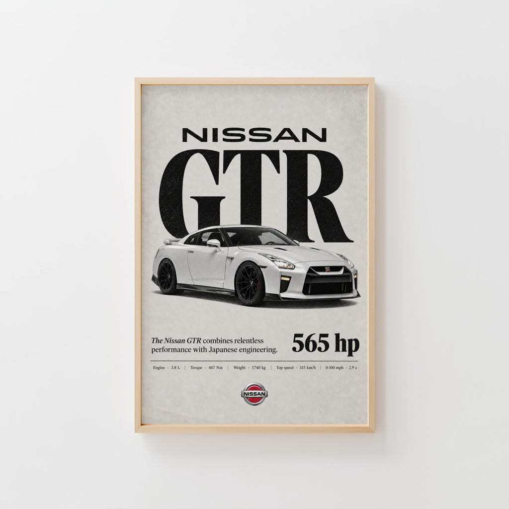 Vintage Nissan GTR Print, Car Poster, Garage Wall Art