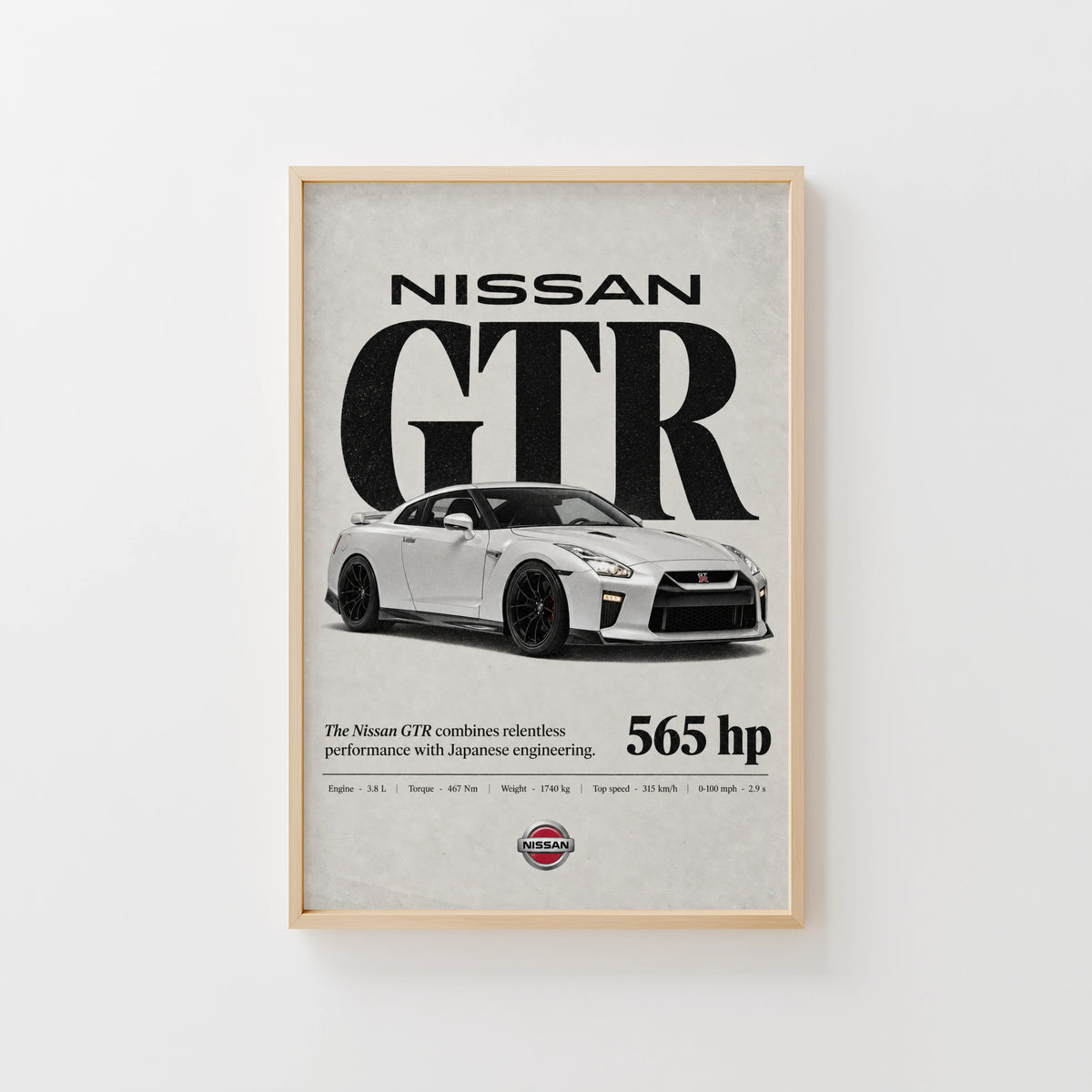 Vintage Nissan GTR Print, Car Poster, Garage Wall Art