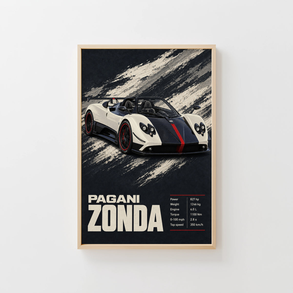 Vintage Pagani Zonda Print, Supercar Wall Art
