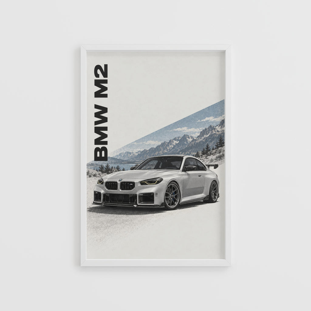 Vintage BMW M2 Print, Mountain Car Wall Art